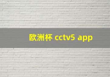 欧洲杯 cctv5 app